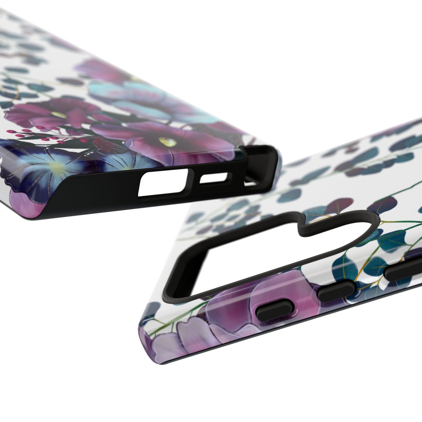 Moody Purple & Teal Floral Samsung Galaxy Series Case – Elegant Botanical Design