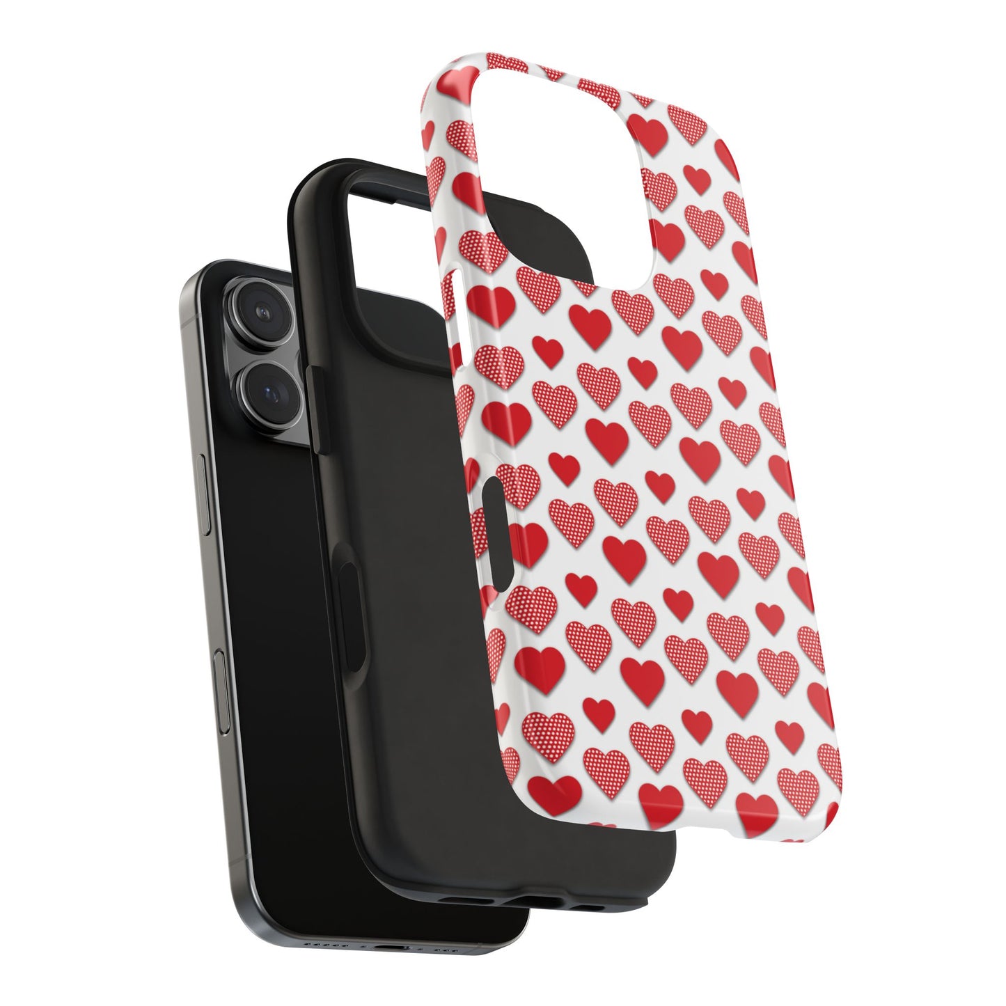 Red & Polka Dot Hearts iPhone Case