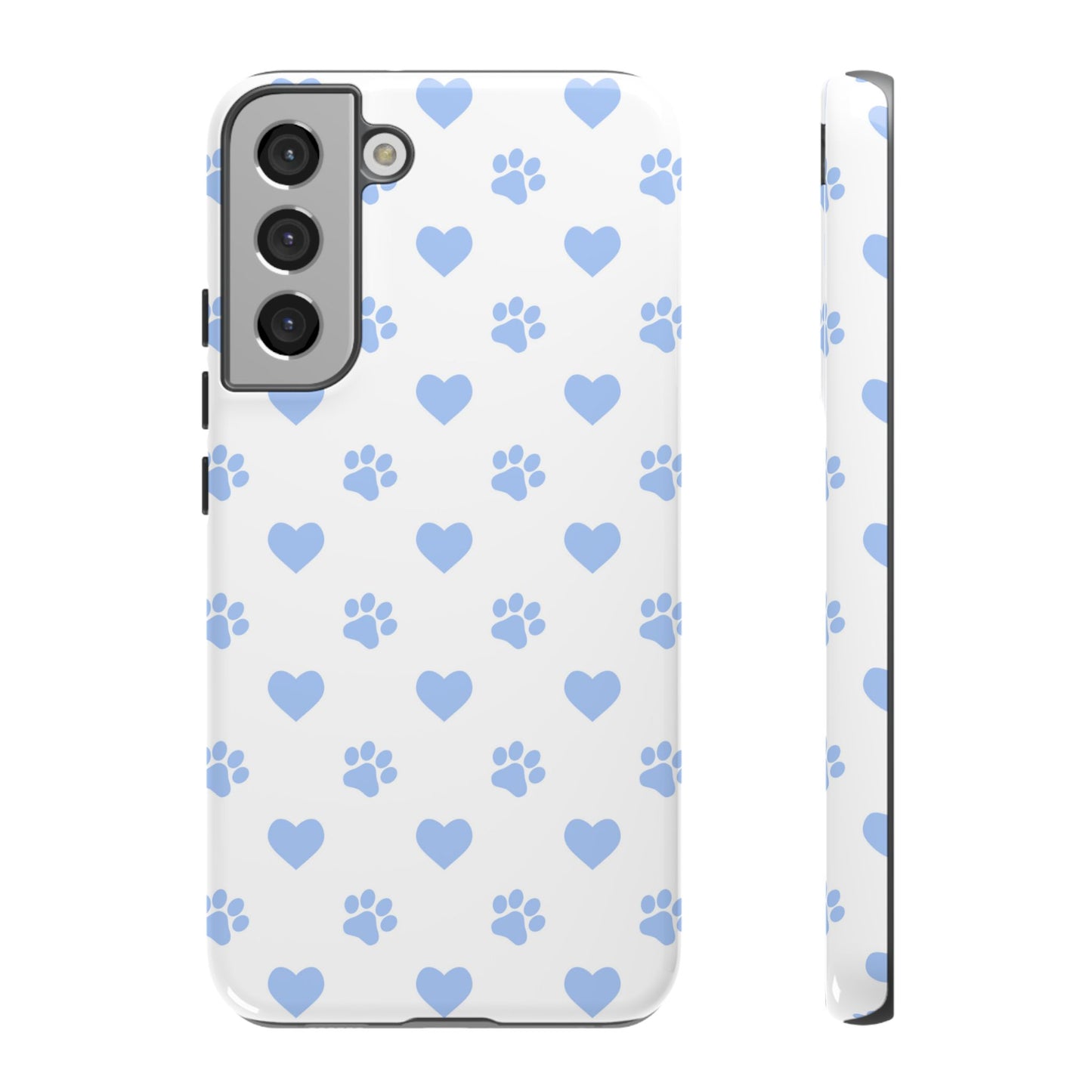 Samsung Galaxy Case - Blue Paw Print & Heart Design