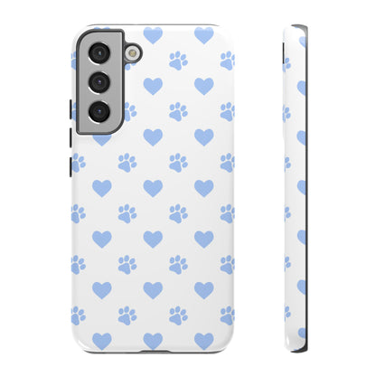 Samsung Galaxy Case - Blue Paw Print & Heart Design