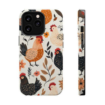 MagSafe iPhone Case: Cluckin' Vintage – Chickens & Leaves