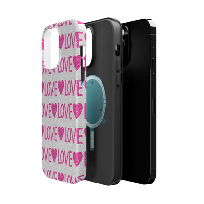 Pink Glitter Love Pattern – MagSafe iPhone Case