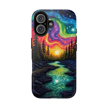 Celestial Nightscape iPhone Case – Vibrant River and Starry Sky Design