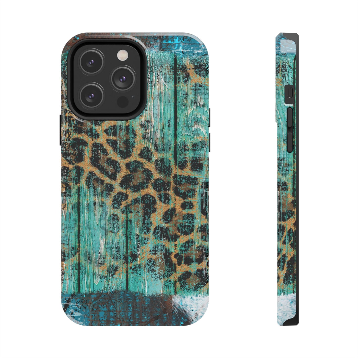 Turquoise Rustic Leopard Wood - iPhone Series Case