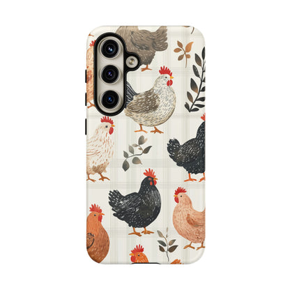 Samsung Galaxy Case: Vintage Chicken & Leaves – Farmhouse Style Case