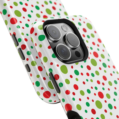 Red & Green Christmas Polka Dots – MagSafe iPhone Case