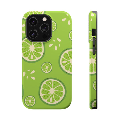 Zesty Lime Splash Tough MagSafe iPhone Case – Fresh Citrus Design, Dual-Layer Protection