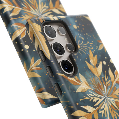 Gold Floral Snowflakes on Midnight Blue - Samsung Galaxy Series Case