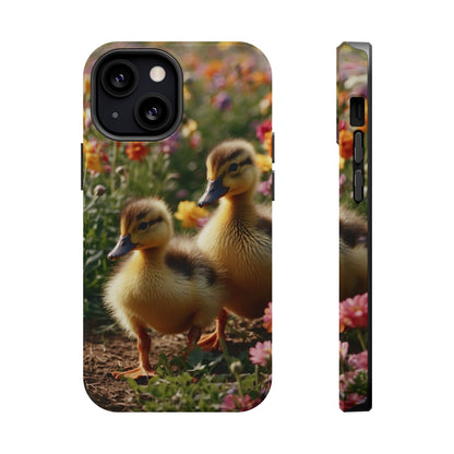 Charming Ducklings in Floral Garden - MagSafe iPhone Case