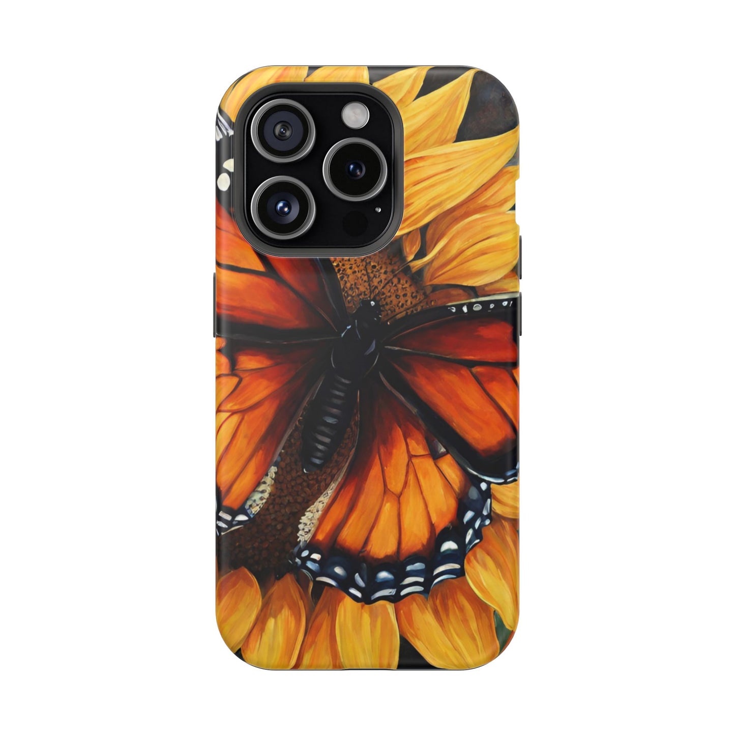 Monarch Butterfly & Sunflower Art – MagSafe iPhone Case