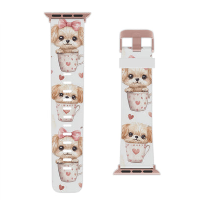 Cute Puppies in Heart Apple Watch Band