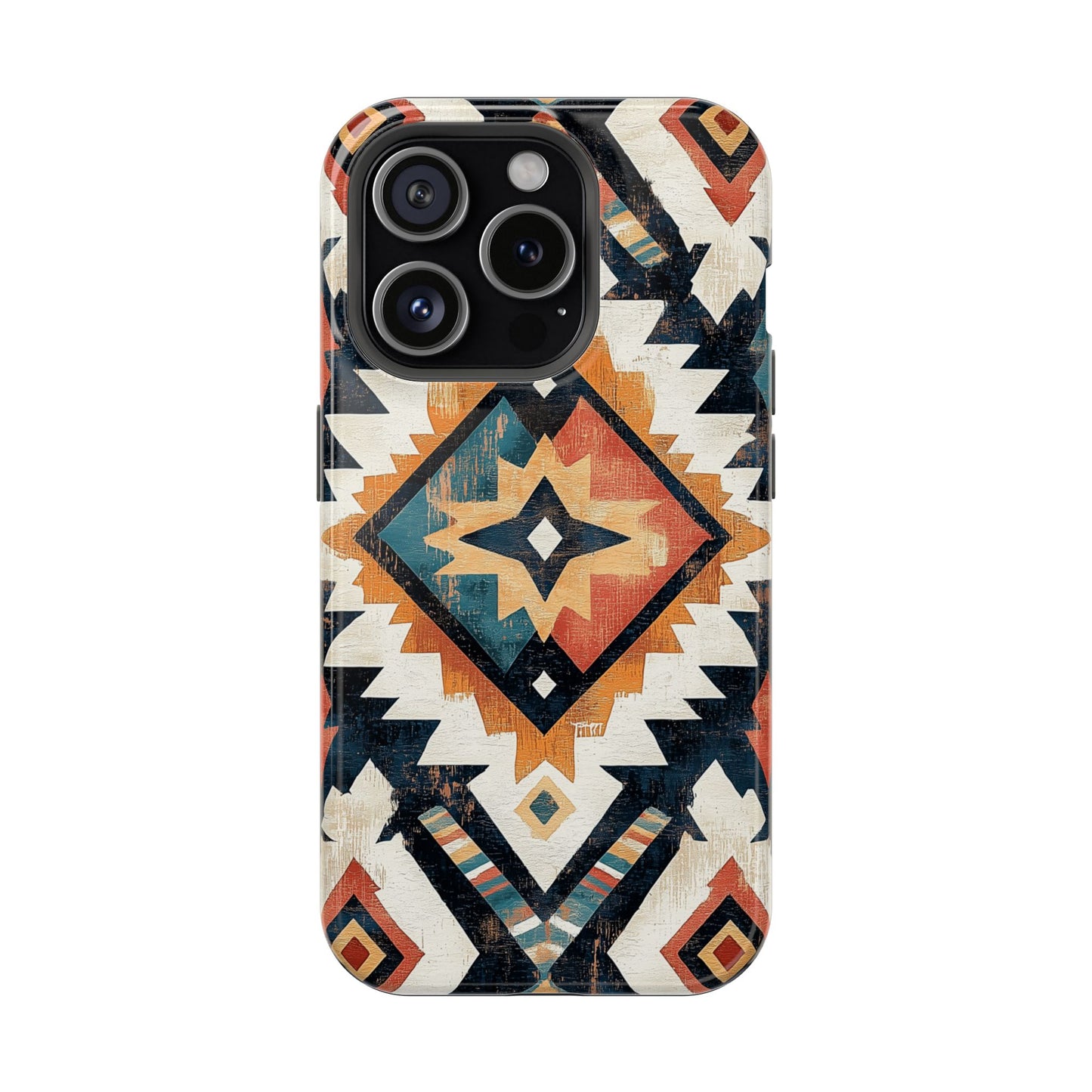 Vintage Southwestern Diamond Tough MagSafe iPhone Case – Rustic Tribal Design, Dual-Layer Protection