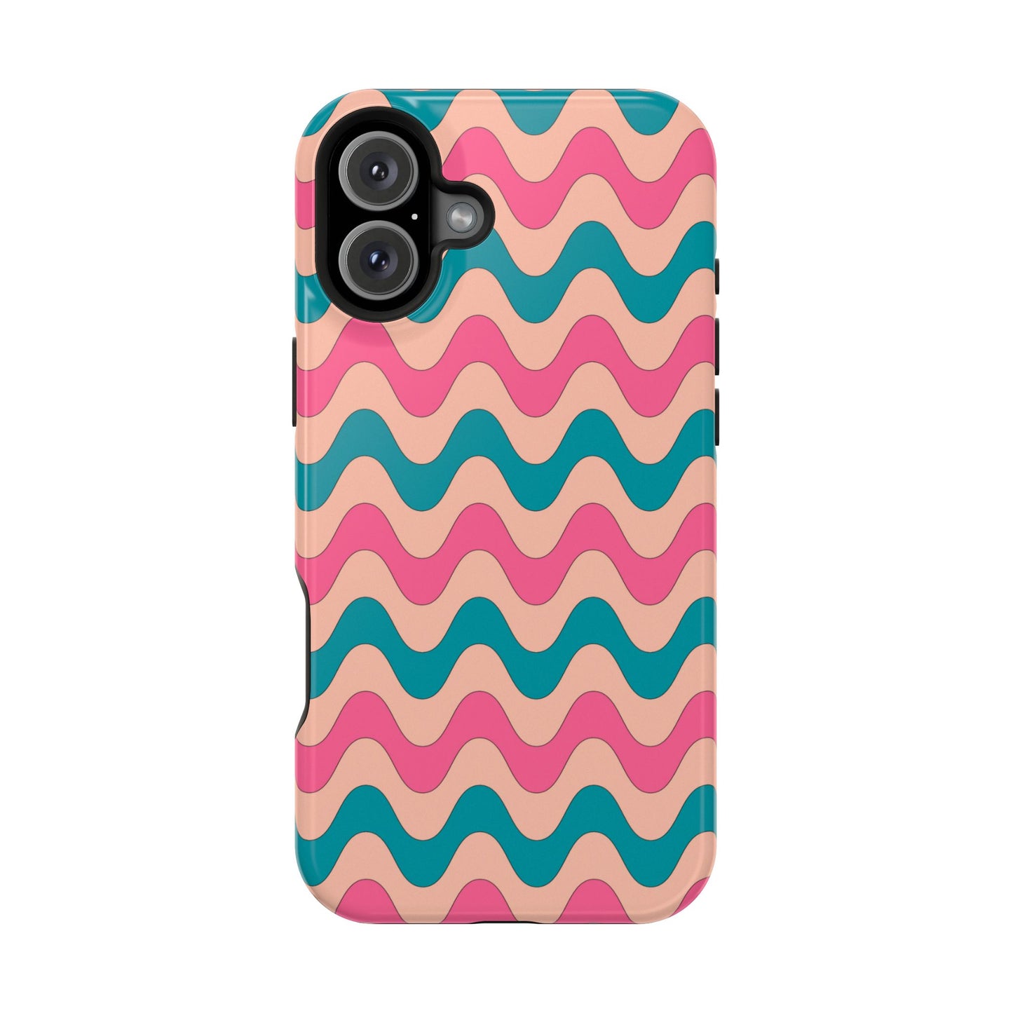 Retro Waves Pattern MagSafe iPhone Case – Shockproof Design with Dual-Layer Protection