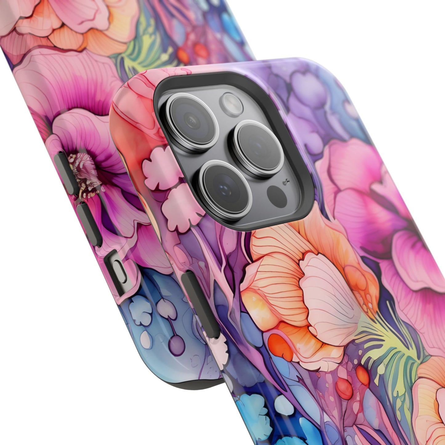 Bright Watercolor Floral Splash MagSafe iPhone Series Case – Bold Artistic Design