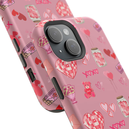 Pink Valentine Love Collage – MagSafe-Compatible iPhone Case