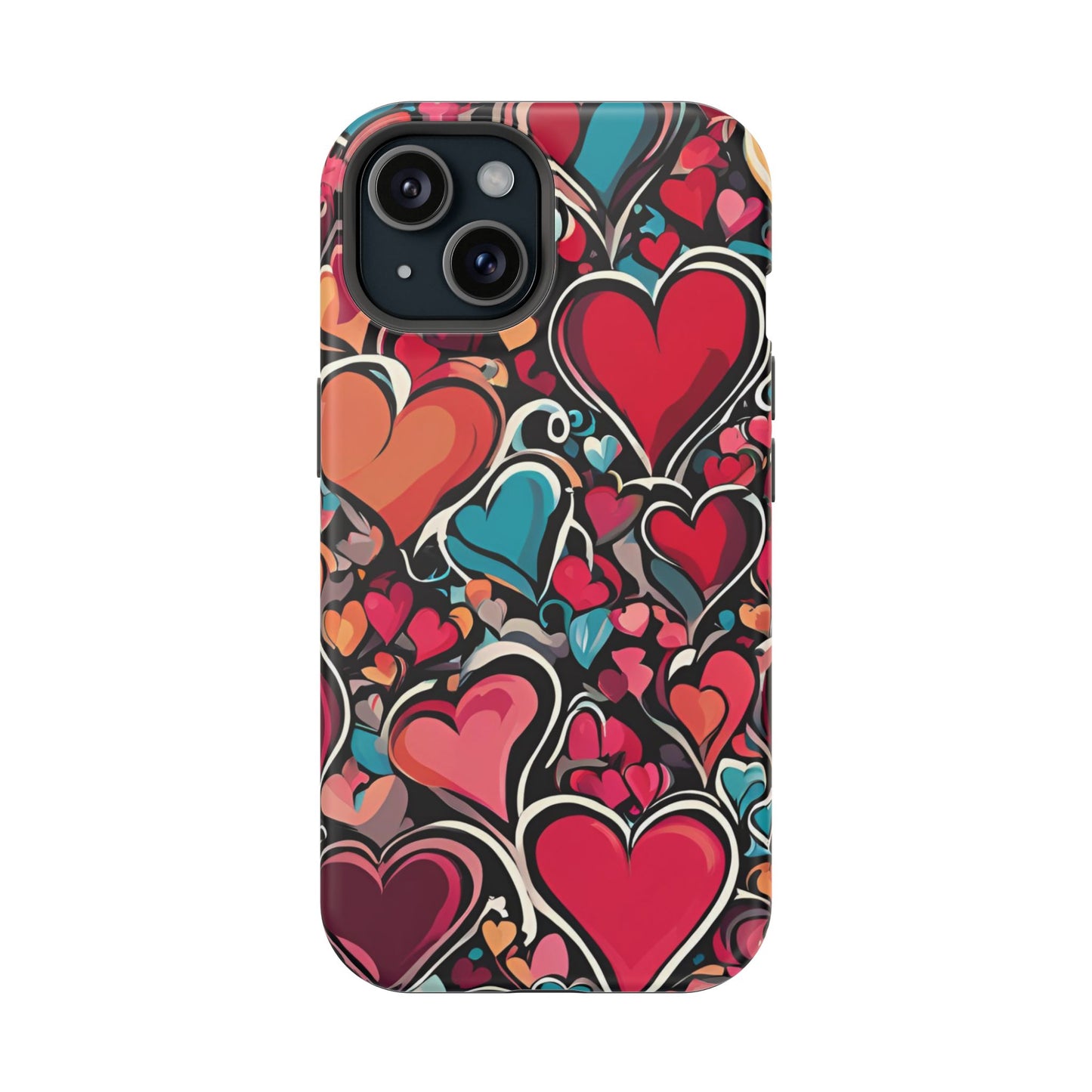 Vibrant Multicolor Heart Art – MagSafe-Compatible iPhone Case