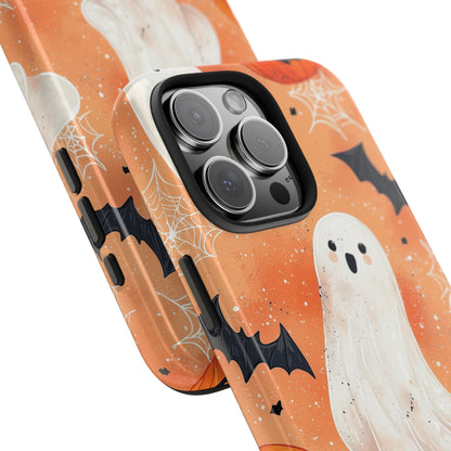 Spooky Cute Ghost iPhone Case – Halloween Ghosts, Pumpkins, Bats & Cobwebs Design