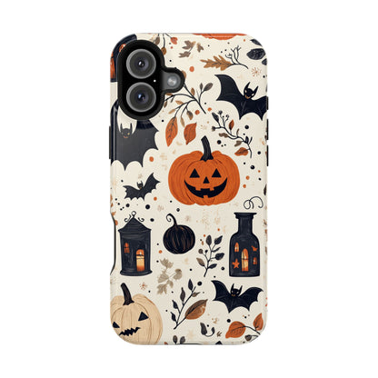 Charming Halloween MagSafe iPhone Case – Pumpkin, Bats, and Spooky Lantern Design