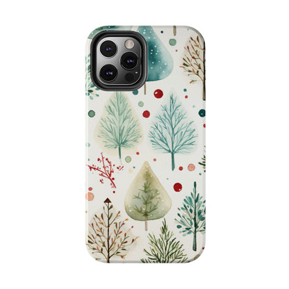 Watercolor Winter Trees iPhone Case – Nature-Inspired, Holiday Theme Protective Cover