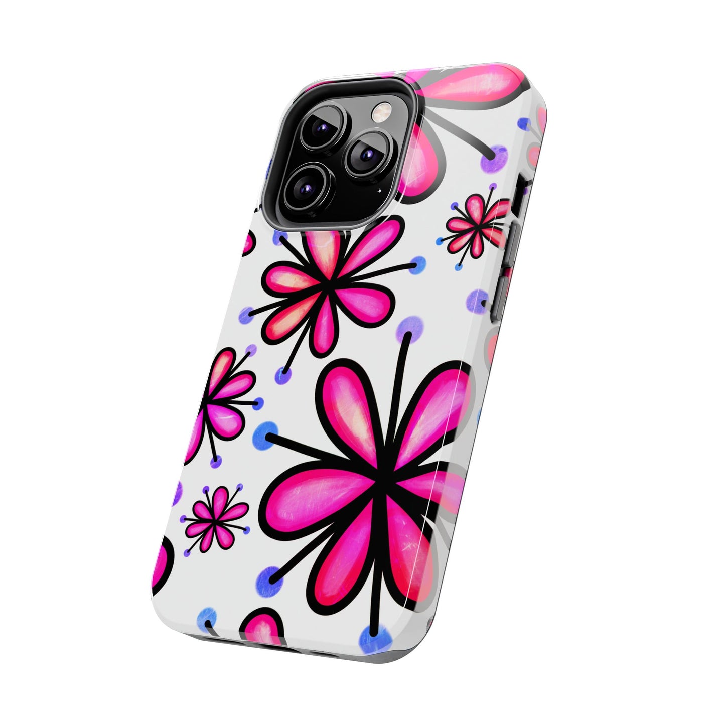 Pink Retro Bloom iPhone Case – Ultra-Slim Design, Glossy Finish