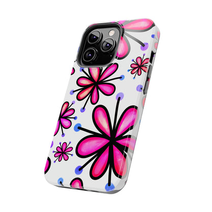 Pink Retro Bloom iPhone Case – Ultra-Slim Design, Glossy Finish