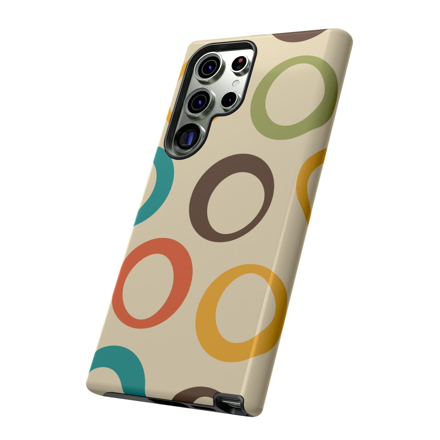 Retro Colorful Rings Samsung Galaxy Case – Shockproof, Matte Finish, Dual-Layer Protection