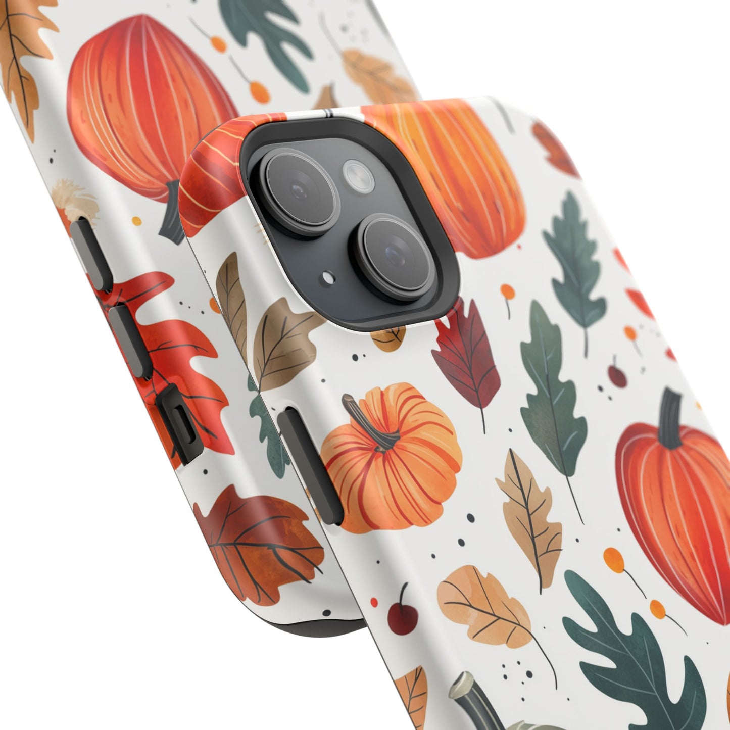 Autumn Harvest MagSafe iPhone Case - Pumpkin and Fall Leaf Design