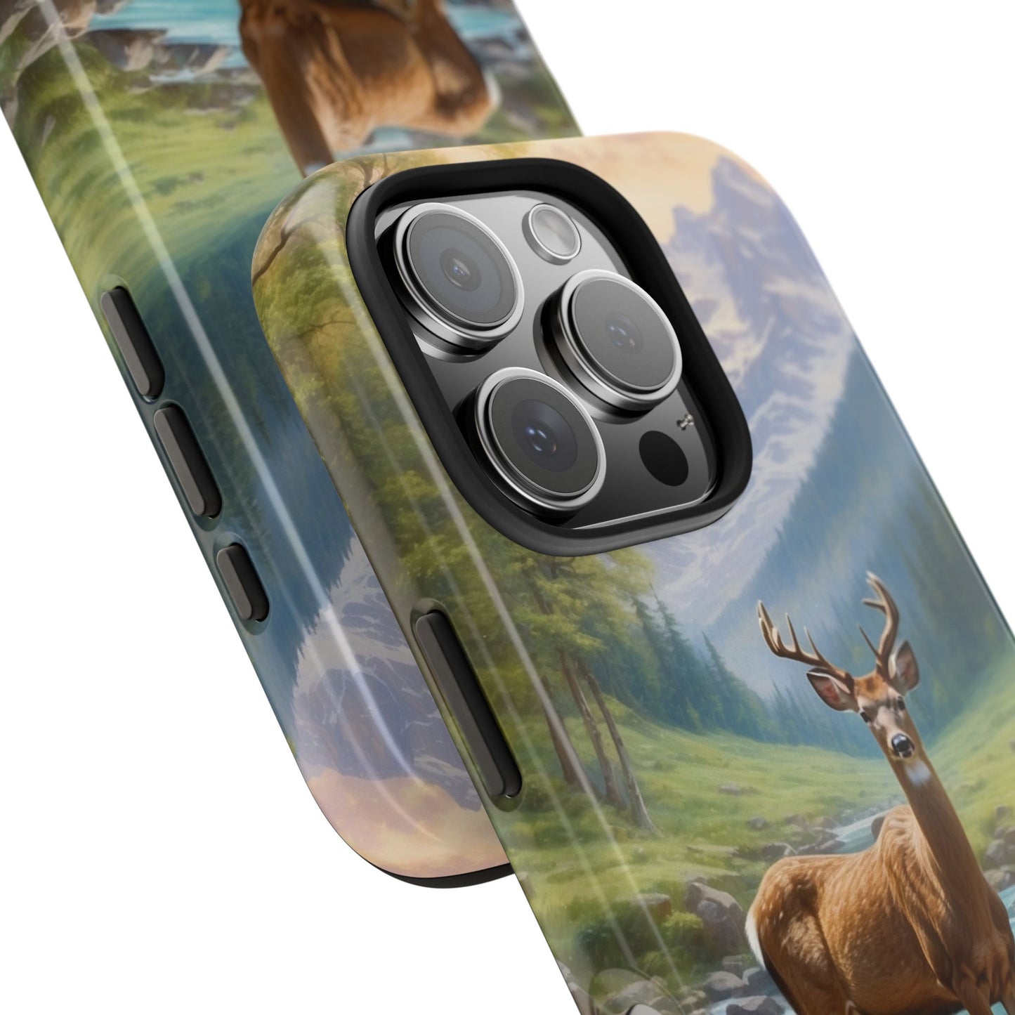 Alpine Serenity – Stag in Mountain Bliss iPhone Cases