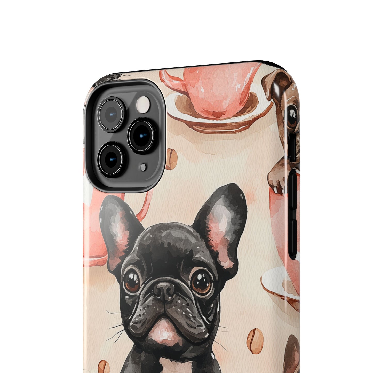 French Bulldogs in Coffee Cup iPhone Case – Cute Dog Art, Shockproof & Slim Design - BOGO Cases