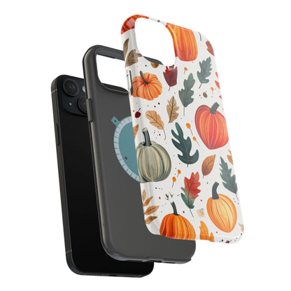 Autumn Harvest MagSafe iPhone Case - Pumpkin and Fall Leaf Design