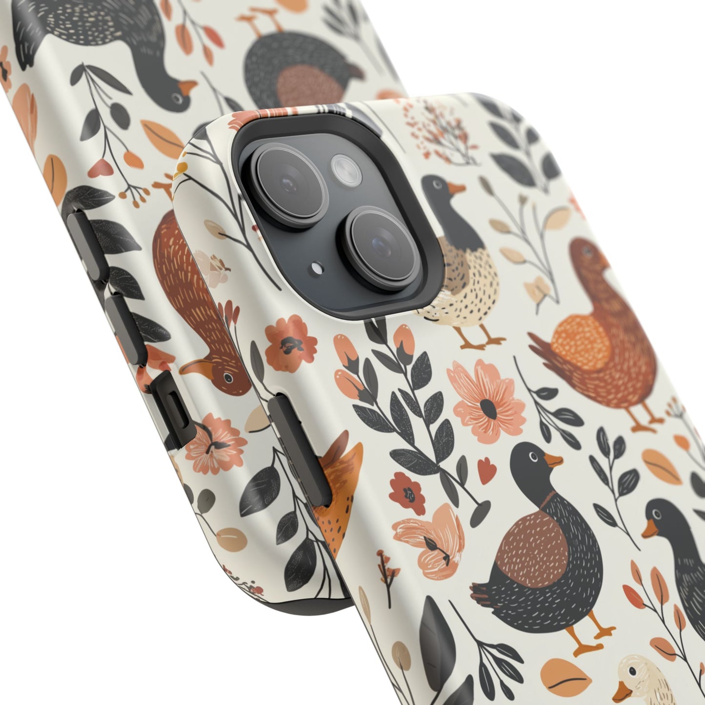 MagSafe iPhone Case: Vintage Duck – Floral & Leaf Design