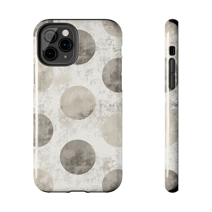 Vintage Polka Dot iPhone Case - Minimalist Neutral Protective Cover