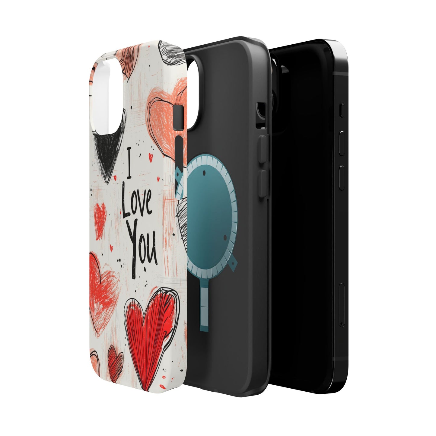 Romantic "I Love You" Heart Sketch - MagSafe Compatible Case