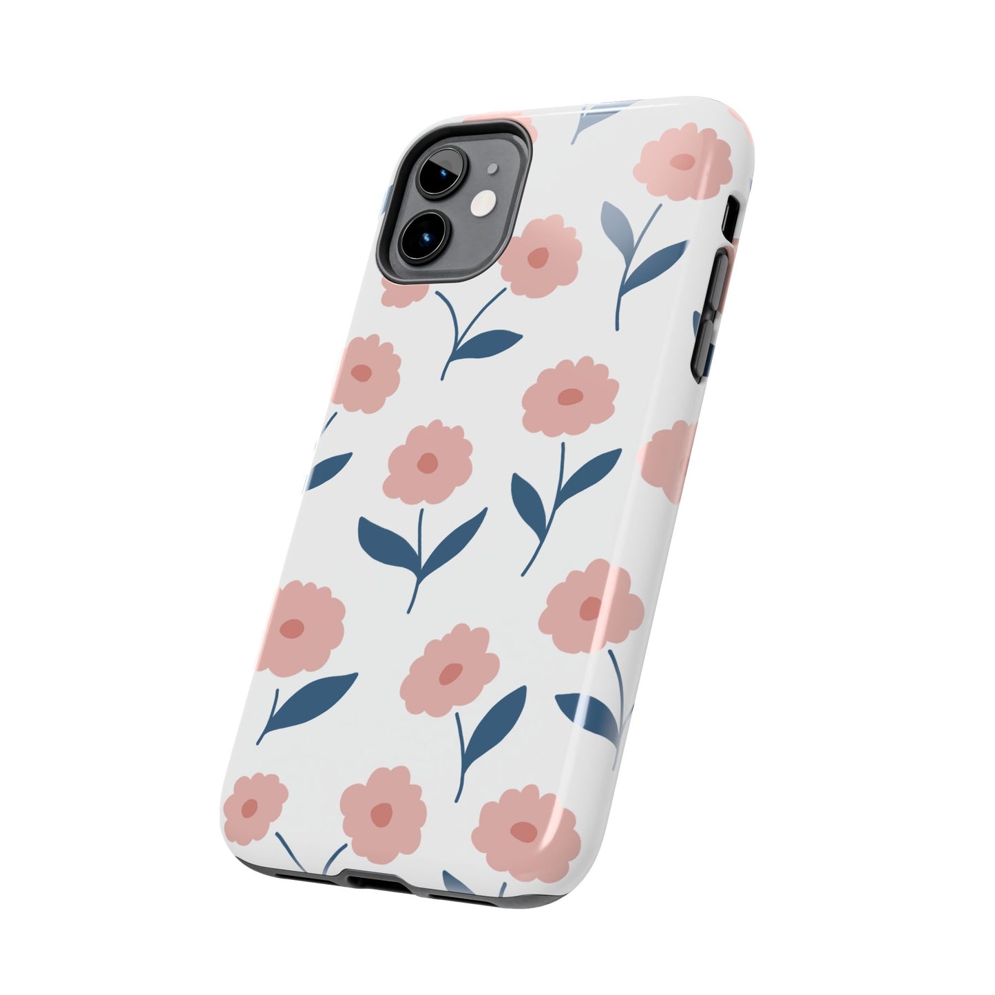 Playful Pink Floral Tough iPhone Case – Soft Pastel Design, Slim & Shockproof