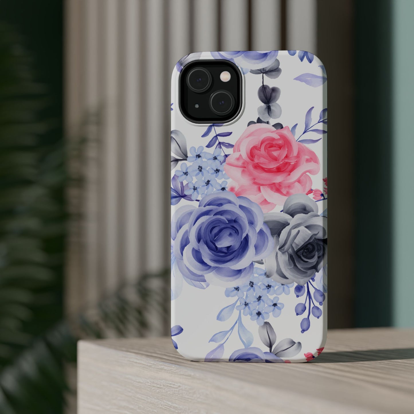 Elegant Blue Floral Watercolor Design – MagSafe iPhone Case