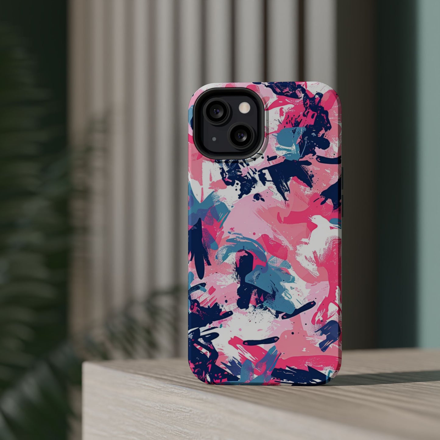 Vibrant Pink & Navy Abstract Splash – MagSafe iPhone Case