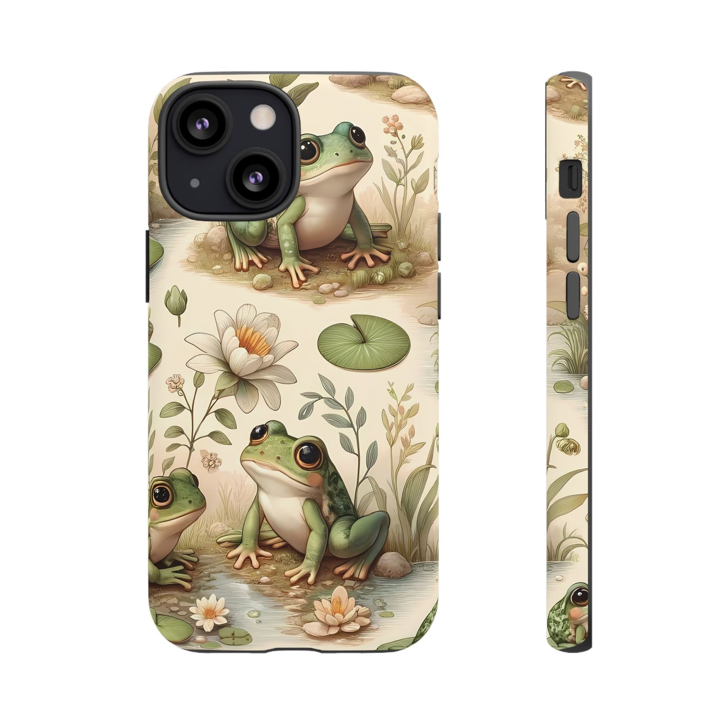 Cute Frogs Phone Case - Pond Pals Frolic - Charming Frog Lily Pad Phone Case for iPhone, Google & Samsung! Great Gift For Any Frog Lover!