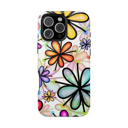 Retro Floral Pop MagSafe iPhone Case – Ultra-Slim Design, High-Gloss Finish