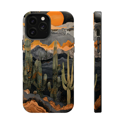 Desert Dusk MagSafe iPhone Case - Cacti Silhouettes & Sundown Hues for iPhone 15, 14, and 13 Series