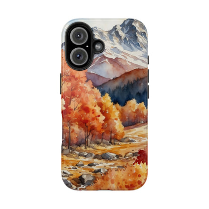 Watercolor Autumn Forest and Mountains - iPhone Case