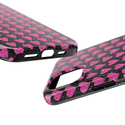 Glitter Pink Hearts iPhone Case