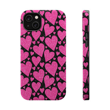 Glitter Hearts MagSafe iPhone Case