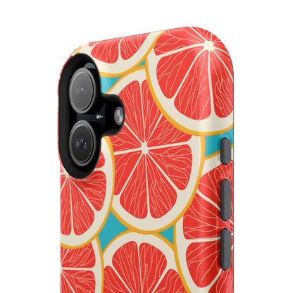 Ruby Grapefruit Pop Tough MagSafe iPhone Case – Vibrant Citrus Design, Shock-Resistant Protection