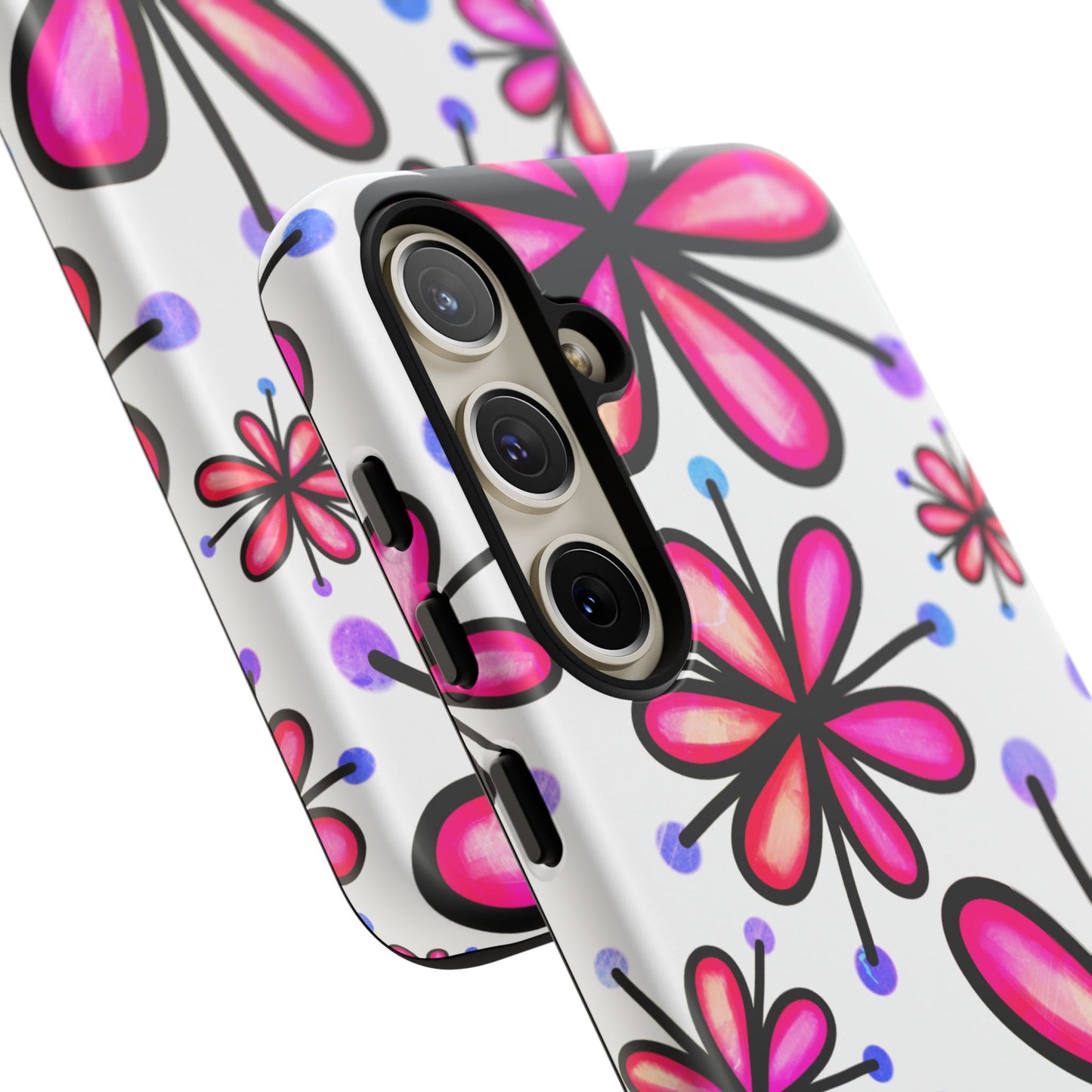 Pink Retro Bloom Samsung Galaxy Case – Ultra-Slim Design, Glossy Finish