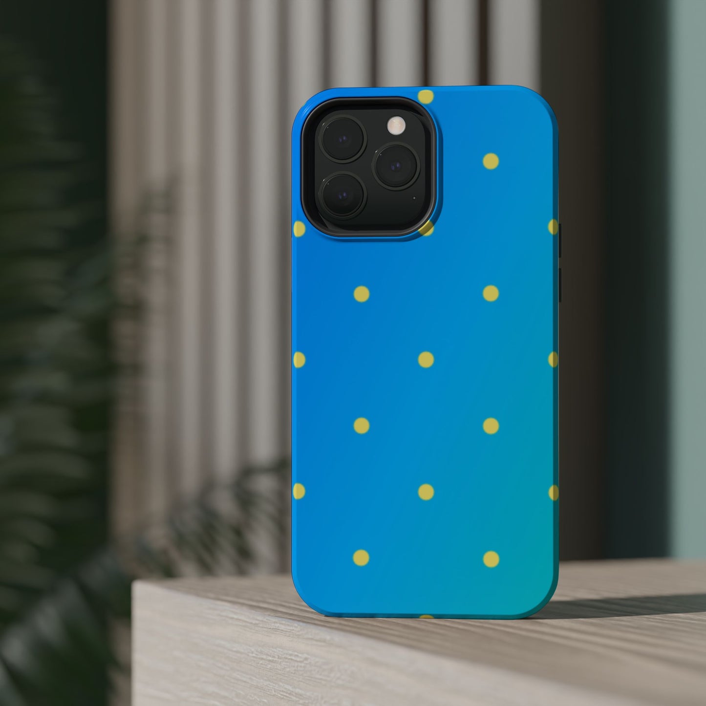 Blue Ocean Gradient Polka Dots MagSafe iPhone Case – Shockproof, Smooth Matte Finish, Dual-Layer Design