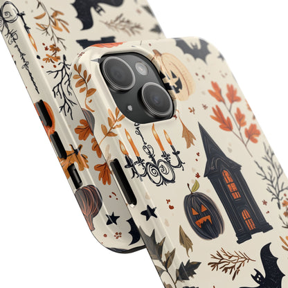 Haunted Halloween iPhone Case – Haunted House, Bats, and Pumpkins Design