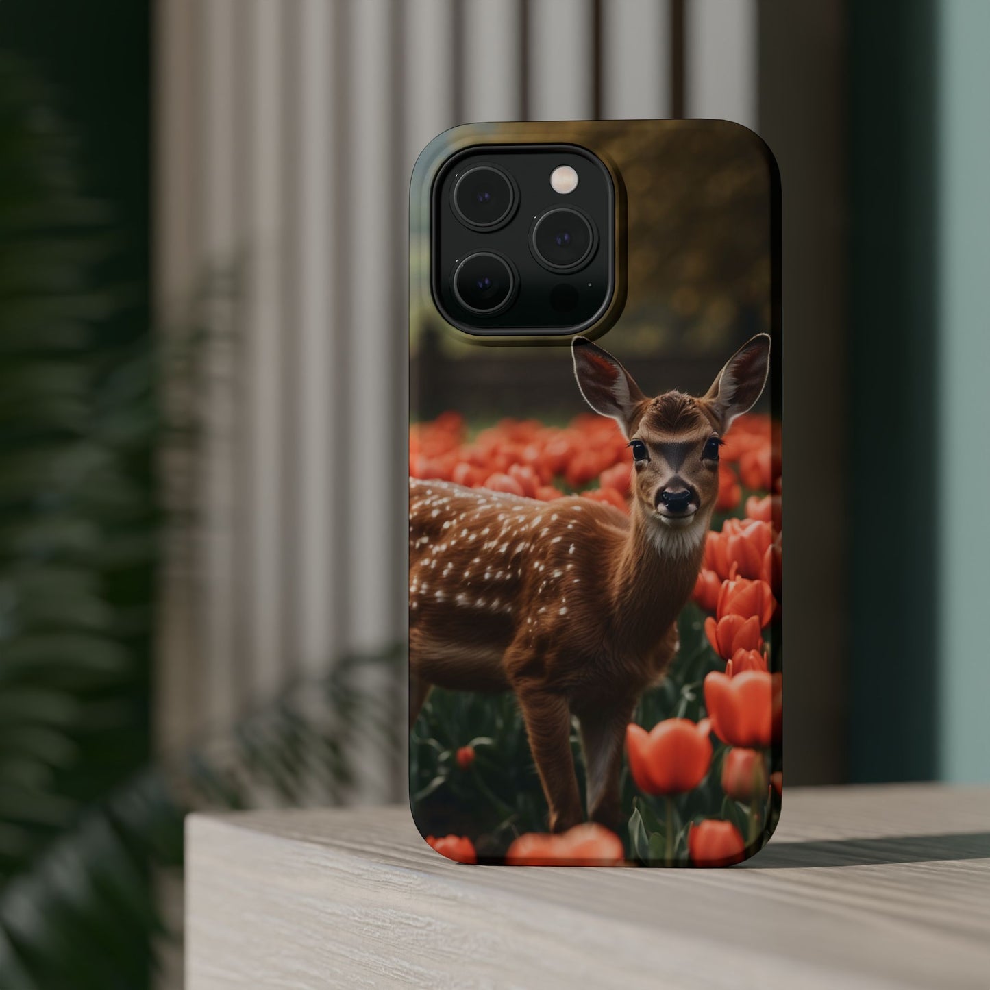 Fawn Among Tulips MagSafe iPhone Case