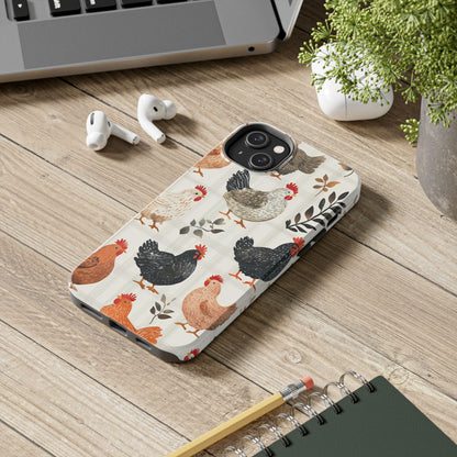 iPhone Case: Vintage Chicken & Leaves – Farmhouse Style Case