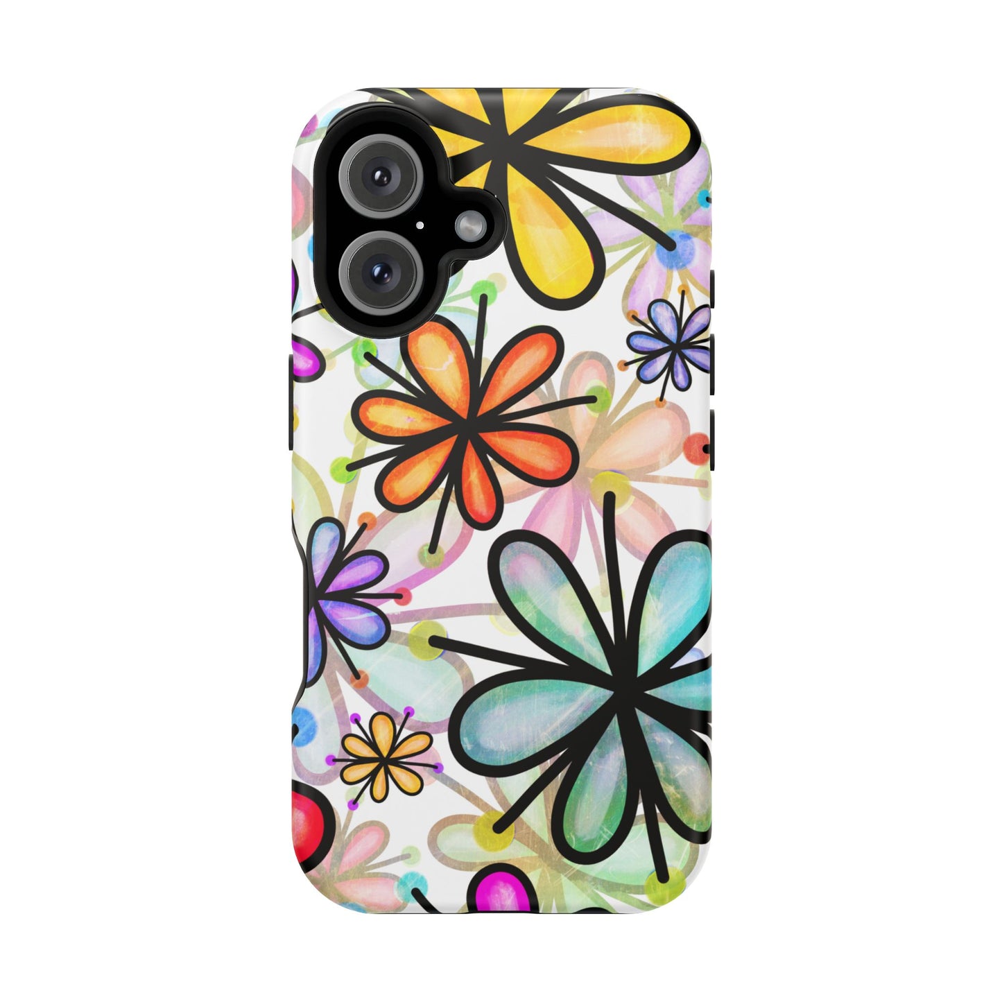 Retro Floral Pop MagSafe iPhone Case – Ultra-Slim Design, High-Gloss Finish