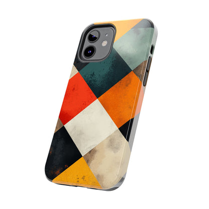 Geometric Retro iPhone  Case - Colorful Checkered Protective Cover